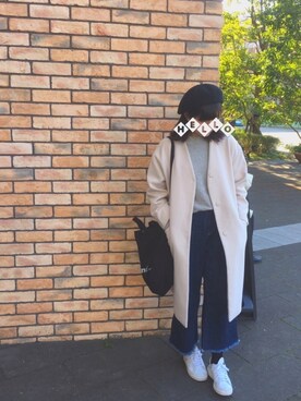 「スタンスミス」｜「アイテム（ノーカラージャケット）」を使った、haruさん（レディース・157cm）の冬コーディネート