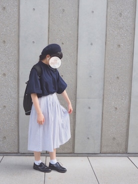 「HARUTA」｜「アイテム（ハンチング/ベレー帽）」を使った、haruさん（レディース・157cm）の夏コーディネート