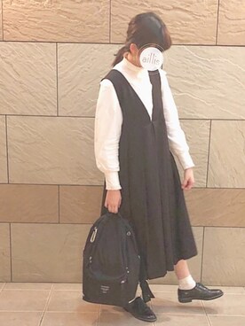 「nice claup」｜「アイテム（ジャンパースカート）」を使った、haruさん（レディース・157cm）の秋コーディネート