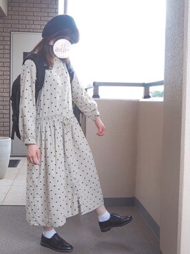 「HARUTA」｜「アイテム（ハンチング/ベレー帽）」を使った、haruさん（レディース・157cm）の春コーディネート