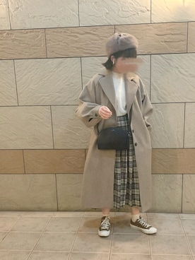 「アイテム（ステンカラーコート）」を使った、haruさん（レディース・157cm・20代）の冬コーディネート