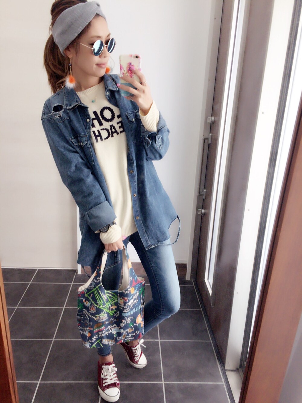 「ママコーデ、プチプラ、着回しコーデ、ラフ」｜「GUのアイテム（ヘアバンド、グレー系）」を使った、Ikumi さん（レディース・167cm）の冬コーディネートの1枚目の写真