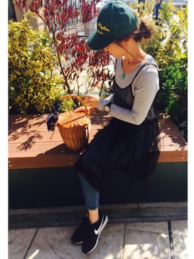 「Ungrid（アングリッド）のアイテム（キャップ）」を使った、Ikumi さん（レディース・167cm）の春コーディネート