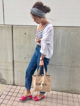 「fifth（フィフス）のVネックラインデザインブラウス（シャツ/ブラウス）」を使った、Ikumi さん（レディース・167cm）の夏コーディネート