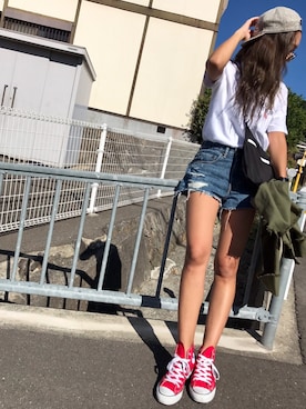 「アイテム（ノーカラージャケット）」を使った、Ikumi さん（レディース・167cm）の夏コーディネート