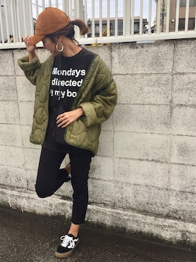 「ZARA（ザラ）のアイテム（帽子）」を使った、Ikumi さん（レディース・167cm）の秋コーディネート