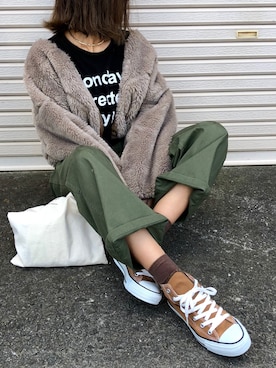「RED CHOP WORKS（レッドチョップワークス）のアイテム（ジャケット/アウター）」を使った、Ikumi さん（レディース・167cm）の冬コーディネート