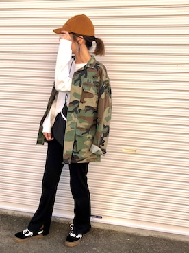 「RED CHOP WORKS（レッドチョップワークス）のアイテム（パンツ）」を使った、Ikumi さん（レディース・167cm）の冬コーディネート