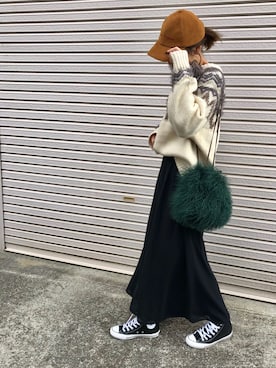 「ZARA（ザラ）のアイテム（帽子）」を使った、Ikumi さん（レディース・167cm）の冬コーディネート