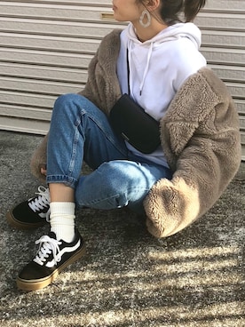 「RED CHOP WORKS（レッドチョップワークス）のアイテム（ジャケット/アウター）」を使った、Ikumi さん（レディース・167cm）の冬コーディネート
