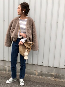 「RED CHOP WORKS（レッドチョップワークス）のアイテム（ジャケット/アウター）」を使った、Ikumi さん（レディース・167cm）の春コーディネート