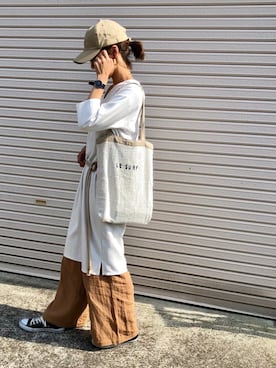 「via j（ヴィアジェイ）のアイテム（帽子）」を使った、Ikumi さん（レディース・167cm）の春コーディネート