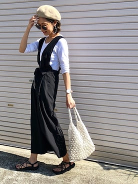 「オトナカジュアル」｜「アイテム（つなぎ/オールインワン）」を使った、Ikumi さん（レディース・167cm）の春コーディネート