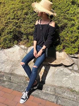 「SPIRALGIRL（スパイラルガール）のアイテム（トップス）」を使った、Ikumi さん（レディース・167cm）の春コーディネート