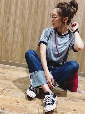 「HITCH HIKE MARKET（ヒッチハイクマーケット）のアイテム」を使った、Ikumi さん（レディース・167cm）の春コーディネート