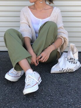 「RED CHOP WORKS（レッドチョップワークス）のアイテム（パンツ）」を使った、Ikumi さん（レディース・167cm）の夏コーディネート