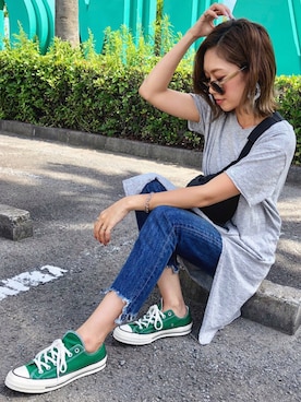 「THE NORTH FACE（ザノースフェイス）のアイテム（ボディバッグ/ウエストポーチ）」を使った、Ikumi さん（レディース・167cm）の夏コーディネート