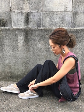 「ワッフル」｜「アイテム（スニーカー）」を使った、Ikumi さん（レディース・167cm）の夏コーディネート