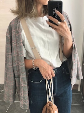 「UNIQLO（ユニクロ）のクルーネックT（半袖）（Tシャツ/カットソー）」を使った、Ikumi さん（レディース・167cm）の秋コーディネート