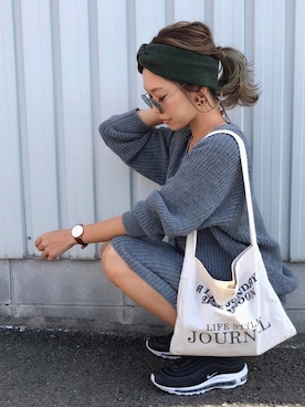 「アイテム（セットアップ、グレー系）」を使った、Ikumi さん（レディース・167cm）の秋コーディネート