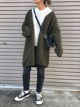 「アイテム（その他アウター、グリーン系）」を使った、Ikumi さん（レディース・167cm）の秋コーディネート