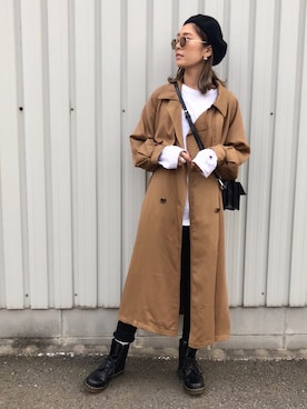 ポルノ アパート スーツケース アン グリッド ルーズ ボリューム スリーブ トレンチ コート Event Tent Net