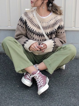 「アイテム（ボディバッグ/ウエストポーチ）」を使った、Ikumi さん（レディース・167cm）の冬コーディネート