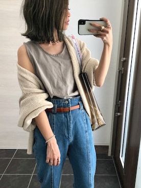 「ハイウエストデニム」｜Ikumi さん（レディース・167cm）の春コーディネート