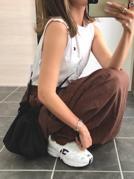 「CLEA（クレア）のアイテム（ショルダーバッグ）」を使った、Ikumi さん（レディース・167cm）の夏コーディネート