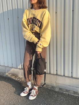 「Drifter（ドリフター）のアイテム」を使った、Ikumi さん（レディース・167cm）の冬コーディネート