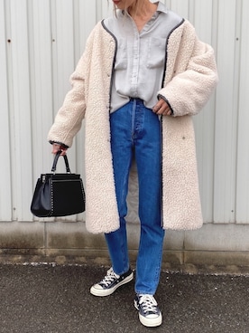 「ハイウエストデニム」｜Ikumi さん（レディース・167cm）の冬コーディネート