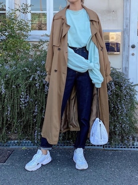 「アイテム（エコバッグ/サブバッグ）」を使った、Ikumi さん（レディース・167cm）の冬コーディネート