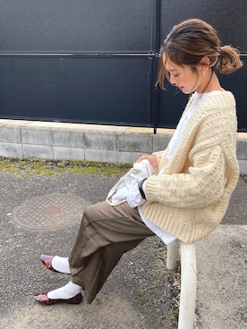 「サテンパンツ」｜Ikumi さん（レディース・167cm）の冬コーディネート