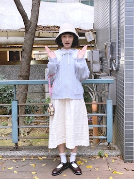 「blue」｜「アイテム（カーディガン/ボレロ）」を使った、チェリー🍒さん（レディース・160cm）の冬コーディネート