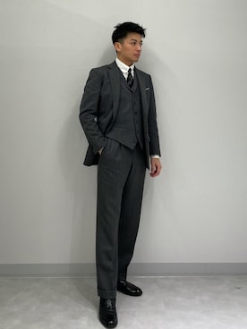 「アイテム（フォーマルスーツ/小物、ブラック系）」を使った、amonさん（メンズ・174cm）の冬コーディネート