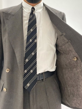 「アイテム（ネクタイ、ブラック系）」を使った、amonさん（メンズ・174cm）の春コーディネート