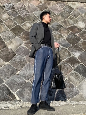 「KASHIYAMA（カシヤマ）のアイテム」を使った、amonさん（メンズ・174cm）の冬コーディネート