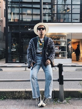 「kimono」｜「アイテム（パンツ）」を使った、Gelo Echonさん（メンズ・166cm）の春コーディネート