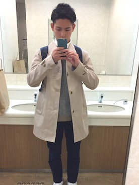 「EDIFICE（エディフィス）のアイテム（スウェット）」を使った、YUTAさん（メンズ・169cm）の春コーディネート