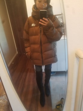 「northface（ノースフェイス）のアイテム（ダウンジャケット/コート）」を使った、Asakoさん（レディース・155cm）の秋コーディネート