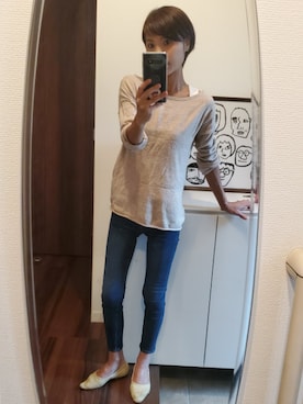 「zozoデニム」｜「アイテム（バレエシューズ）」を使った、Asakoさん（レディース・155cm）の秋コーディネート
