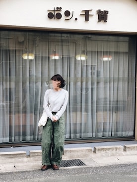 「MUJI」｜「アイテム（スウェット）」を使った、w a k a b aさん（レディース・160cm）の冬コーディネート