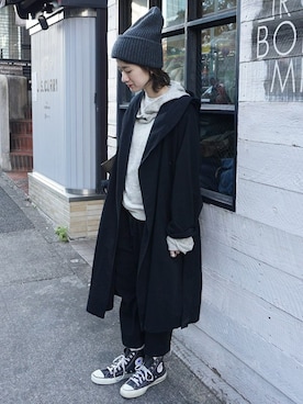 「JOURNAL STANDARD LUXE（ジャーナルスタンダード　ラックス）のアイテム（ノーカラージャケット）」を使った、A.Kさん（レディース・161cm）の冬コーディネート