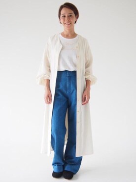 「スリッパ」｜「アイテム（シャツワンピース）」を使った、KAMILiさん（レディース・162cm）の冬コーディネート