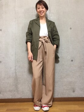 「アーミージャケット」｜KAMILiさん（レディース・162cm）の春コーディネート