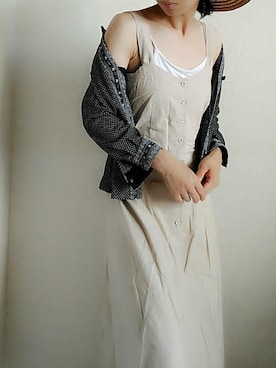 「KAKOTO のアイテム（ワンピース、ベージュ系）」を使った、hiroさん（レディース・152cm）の夏コーディネート