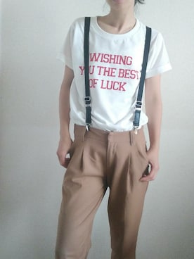 「no brand（ノーブランド）のアイテム（トップス、ホワイト系）」を使った、hiroさん（レディース・152cm）の夏コーディネート