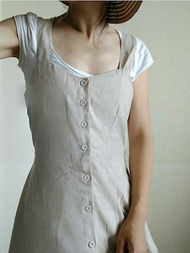 「UNIQLO（ユニクロ）のアイテム（Tシャツ/カットソー、ホワイト系）」を使った、hiroさん（レディース・152cm）の夏コーディネート