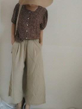 「100均のアイテム（帽子、ベージュ系）」を使った、hiroさん（レディース・152cm）の夏コーディネート