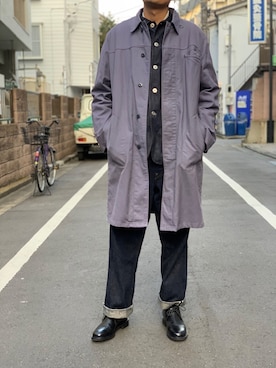 「usedのアイテム（Military jacket、ブルー系）」を使った、kyosukeさん（メンズ・181cm）の秋コーディネート